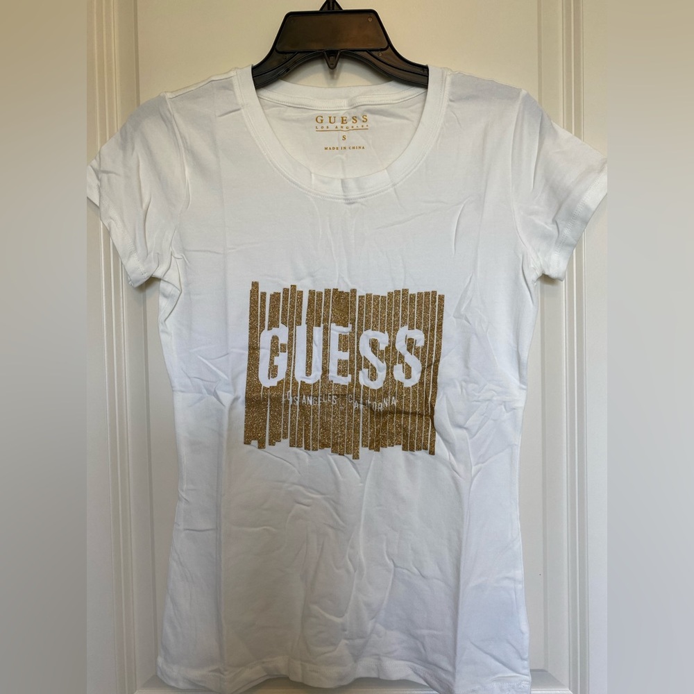 Guess Women’s White Printed Gold Logo Size S